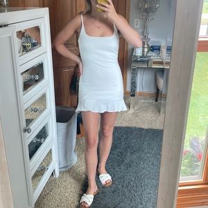Princess Polly White Mini Dress with Ruffle Bottom